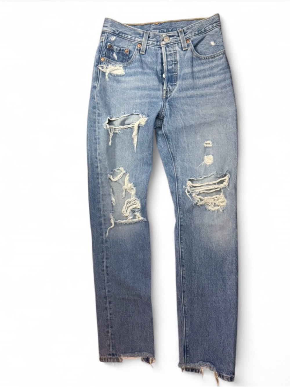 Levi’s 501 Distressed Jeans W25 Light Wash Ripped Denim Women’s Vintage